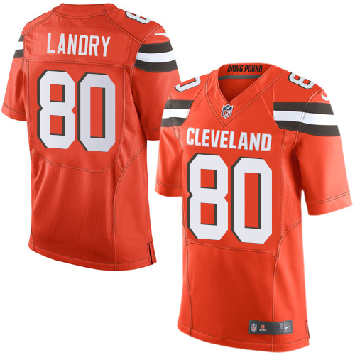 Nike Browns #80 Jarvis Landry Orange Alternate Men's Stitched NFL Elite Jersey - Click Image to Close